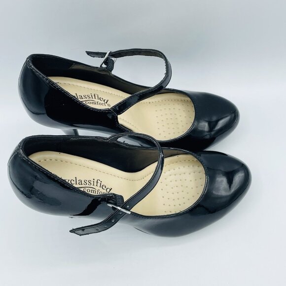 City Classified Heels Womens Size 7.5M Black Mary Jane Career Office Patent Shoe - Picture 3 of 11